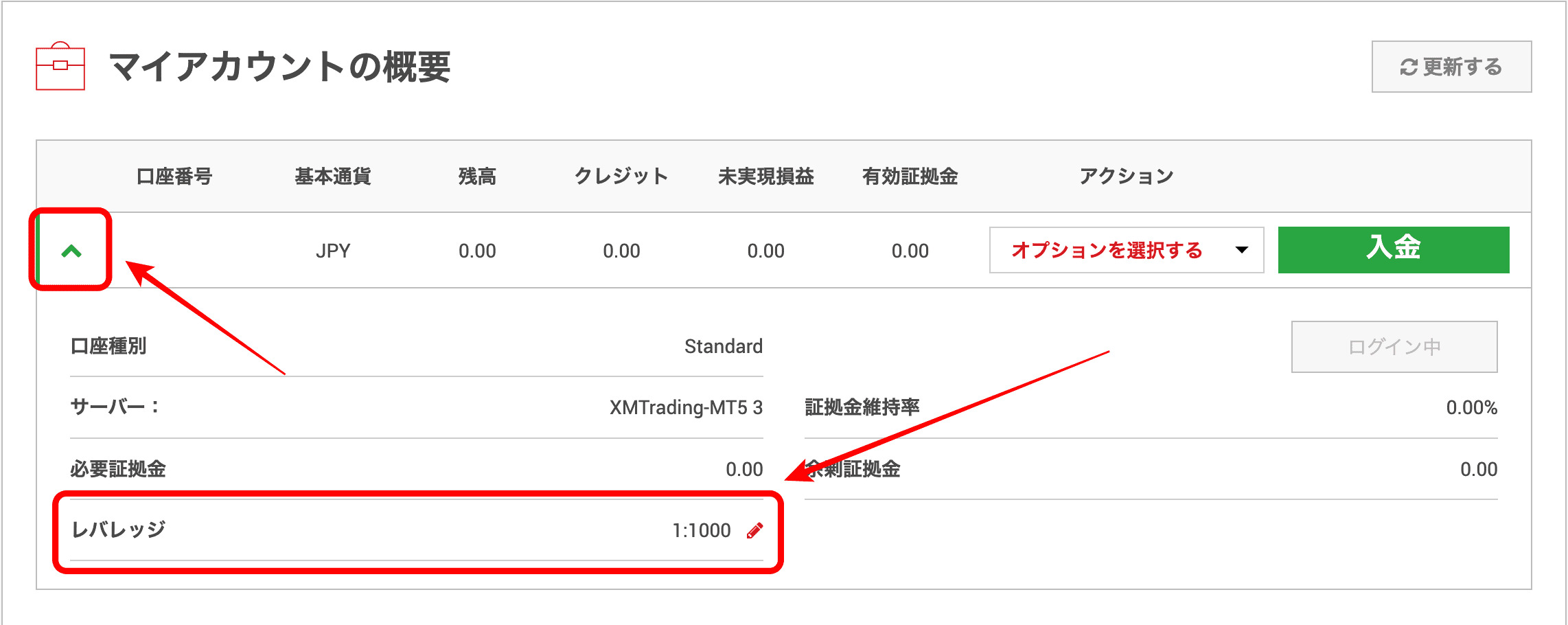 XMレバレッジの確認方法