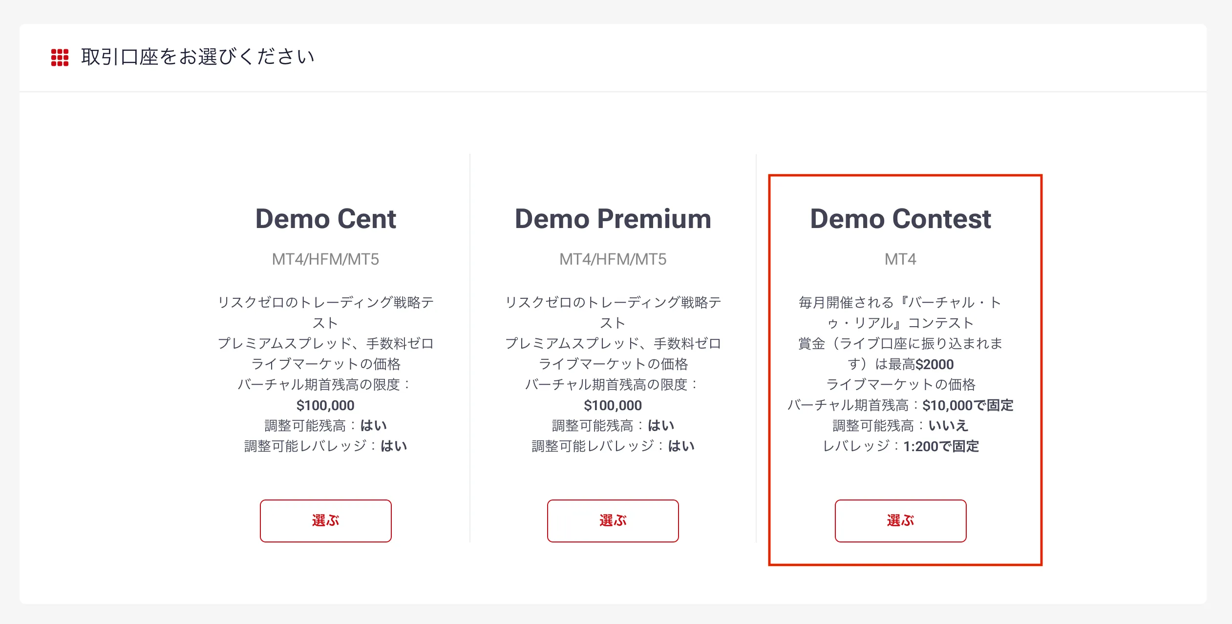 デモ口座開設