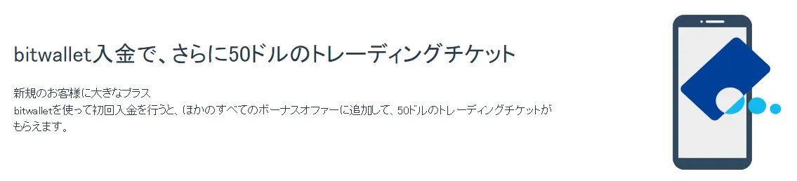 iFOREXの初回入金にbitwallet利用でさらに50ドルのトレーディングチケット付与