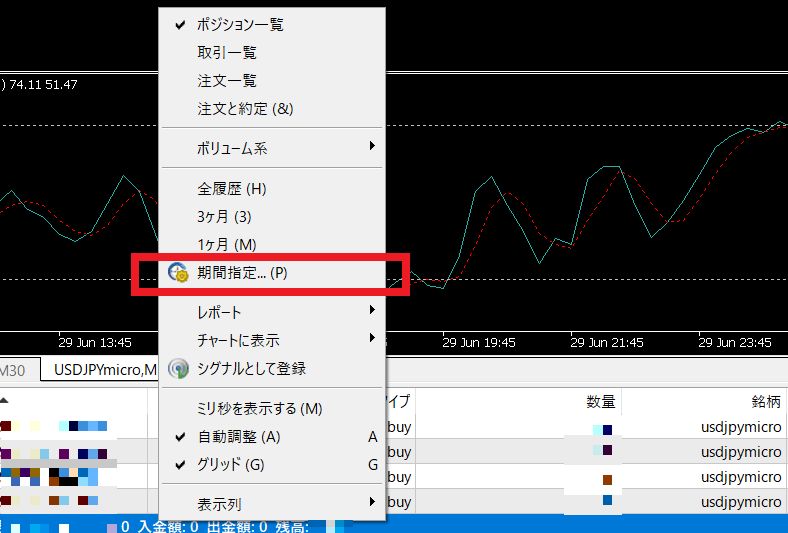 XMのMT4/MT5の期間指定