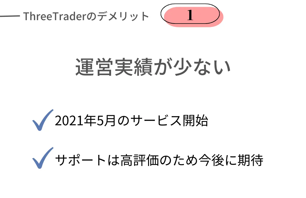 ThreeTraderのデメリット①運営実績が少ない