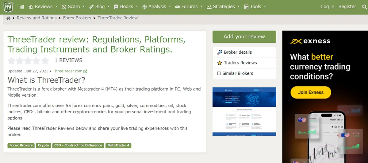 FPA：ThreeTraderのレビュー