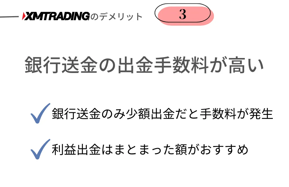 XMTrading(エックスエムトレーディング)のデメリット③銀行送金の出金手数料が高い