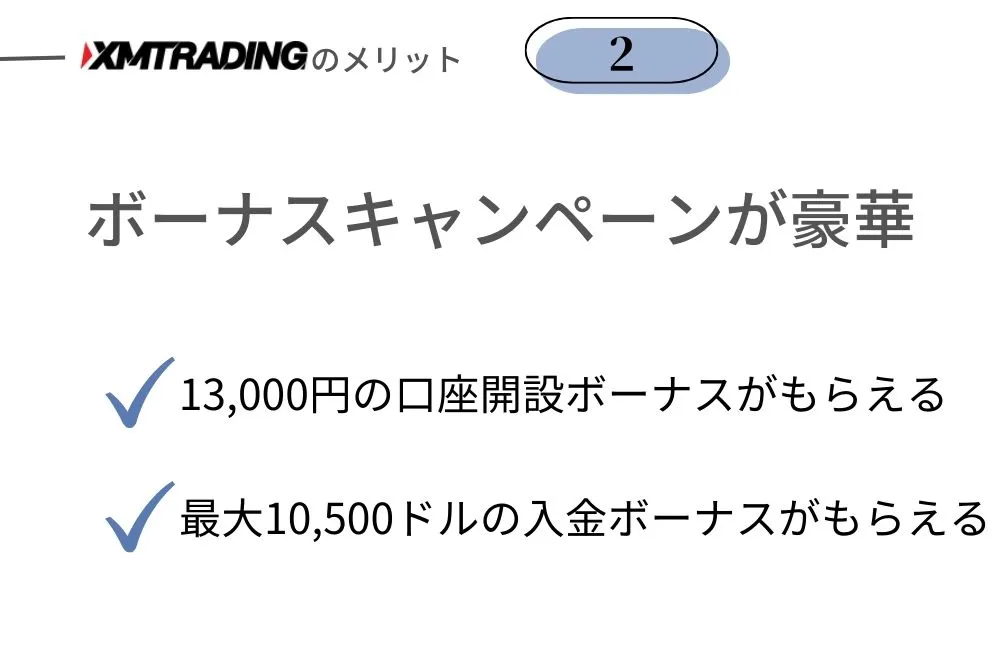 XMTrading(エックスエムトレーディング)のメリット②ボーナスキャンペーンが豪華