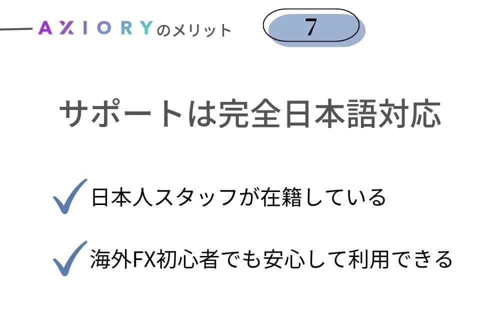 AXIORY(アキシオリー)のメリット⑦サポートは完全日本語対応