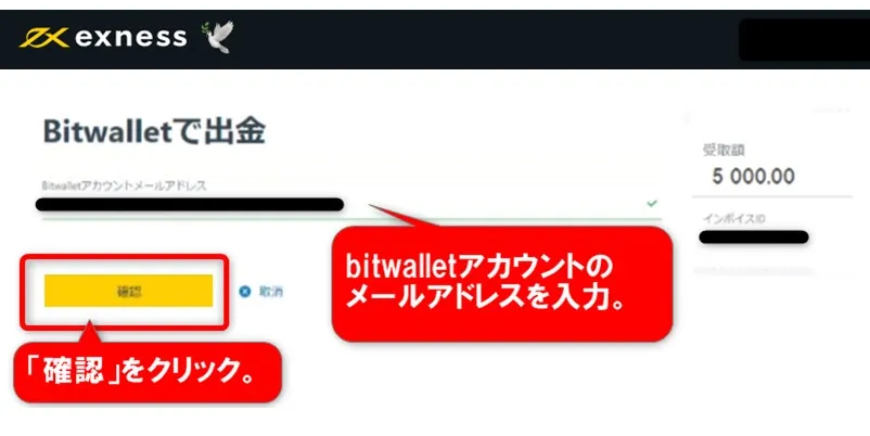 bitwallet(ビットウォレット)アカウントのメールアドレスを入力