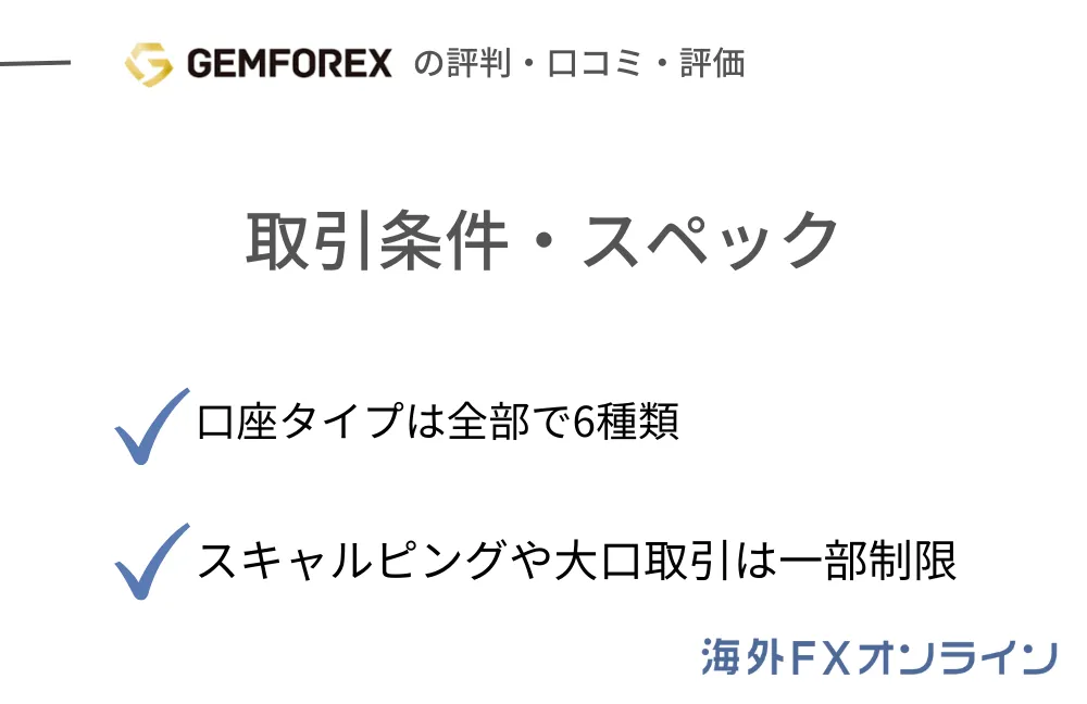 GEMFOREX(ゲムフォレックス)の評判・口コミ・評価③取引条件・スペック