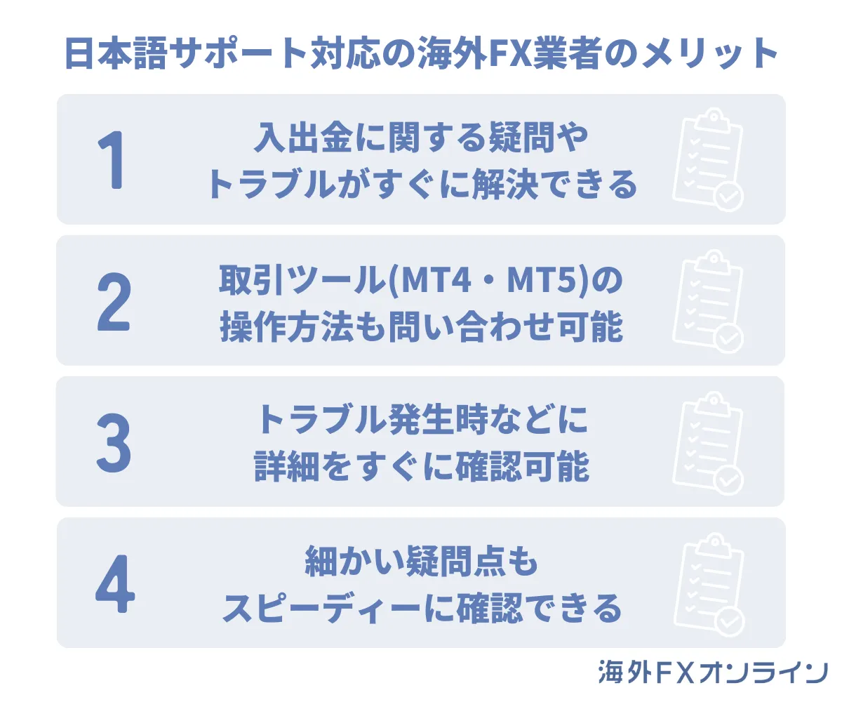 日本語対応サポートが充実している海外FX業者を利用するメリット