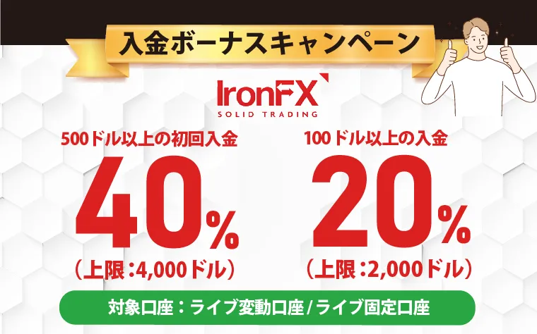 IronFXの入金ボーナス