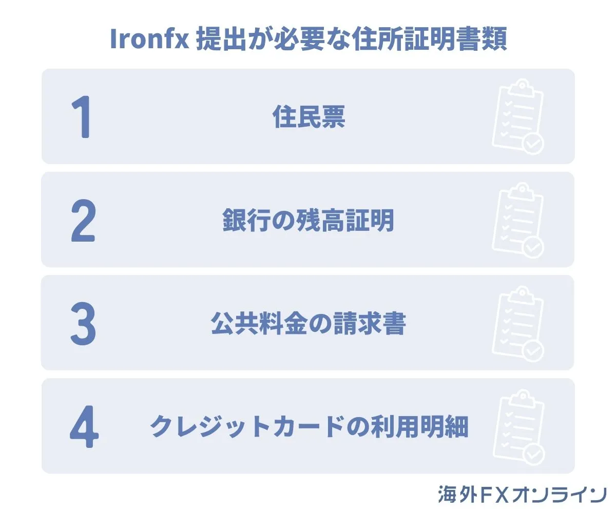 IronFXに提出できる住所証明書類