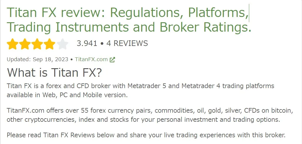 海外FX業者レビューサイト「FPA」によるTitanFXの評価