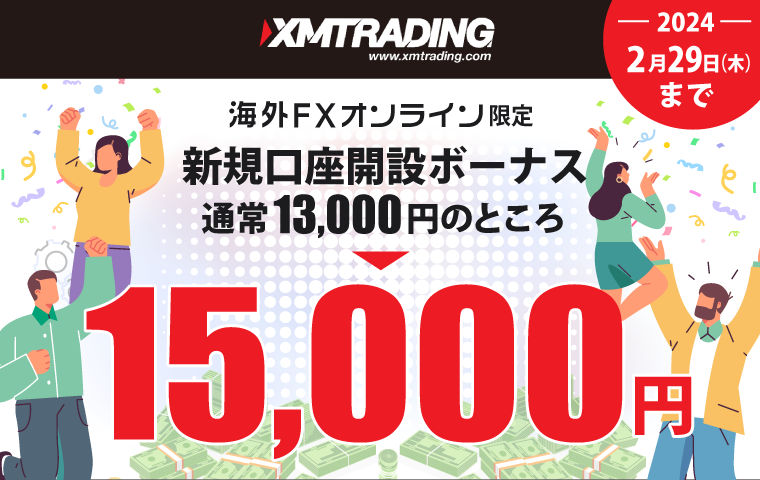 XMTradingの15000円新規口座開設ボーナスキャンペーンバナー