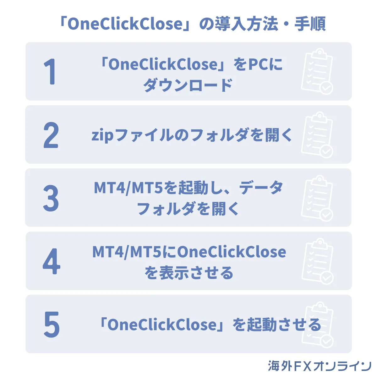 XMの「OneClickClose」導入方法・手順