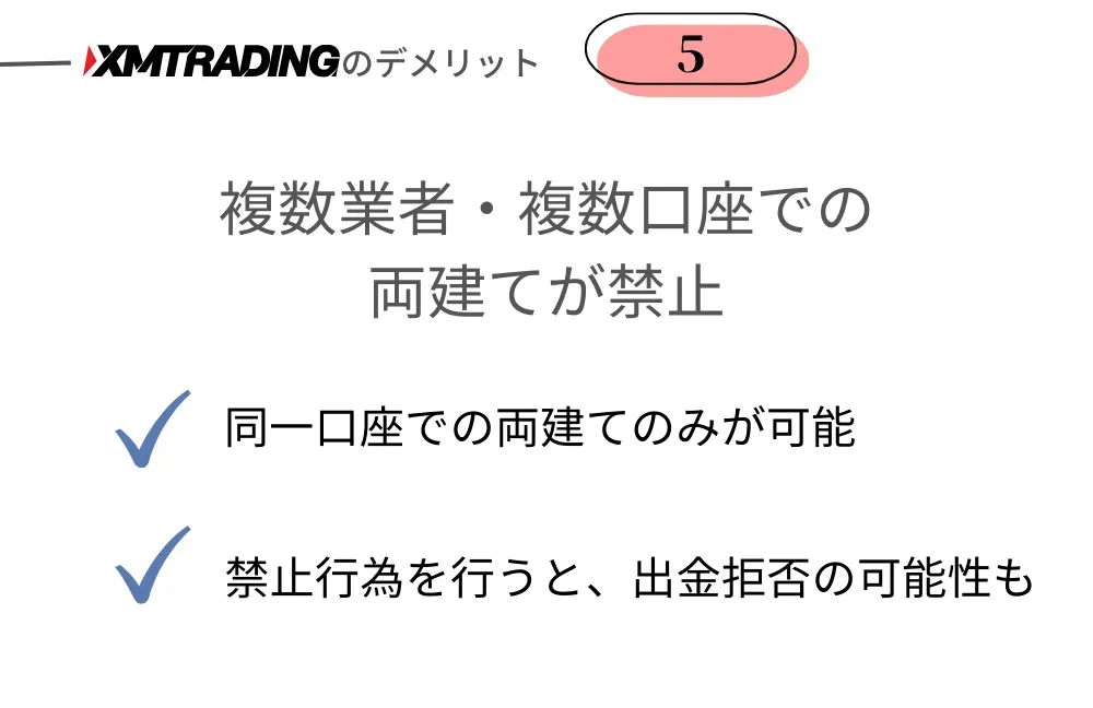 XMTrading(エックスエムトレーディング)のデメリット⑤複数業者・複数口座での両建てが禁止