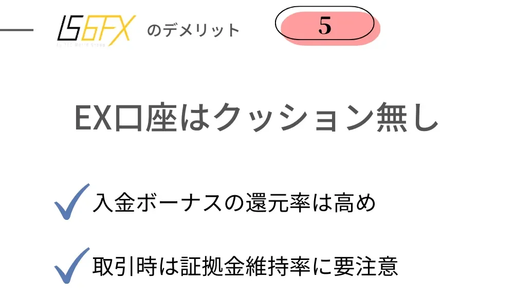 悪い評判⑤EX口座の入金ボーナスにはクッション機能がない