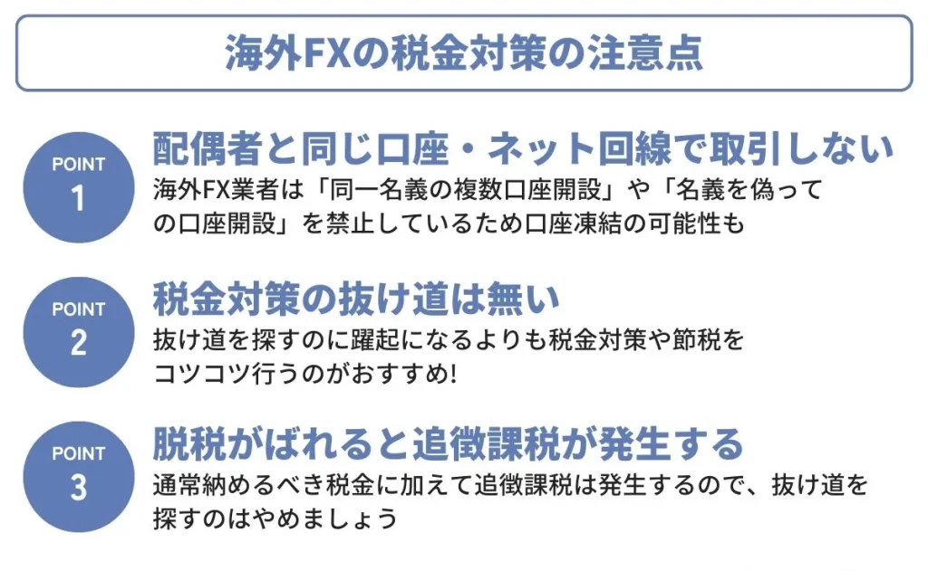 海外FXの税金対策の注意点