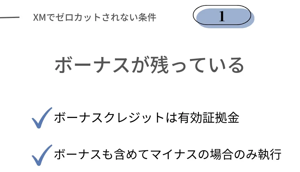 XMでゼロカットされない条件①ボーナス(クレジットが残っている)